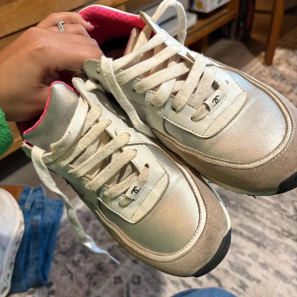 Chanel pink white sneakers size 6.5 - Picture 12 of 14